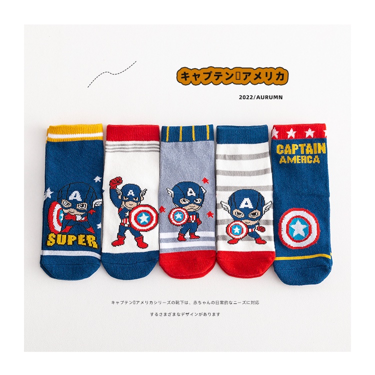5 đôi tất len bé trai cổ cao size 1-6 tuổi, tất siêu nhân nhện