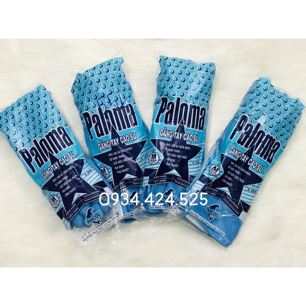 Găng tay cao su rửa chén, vệ sinh PALOMA xanh ngắn