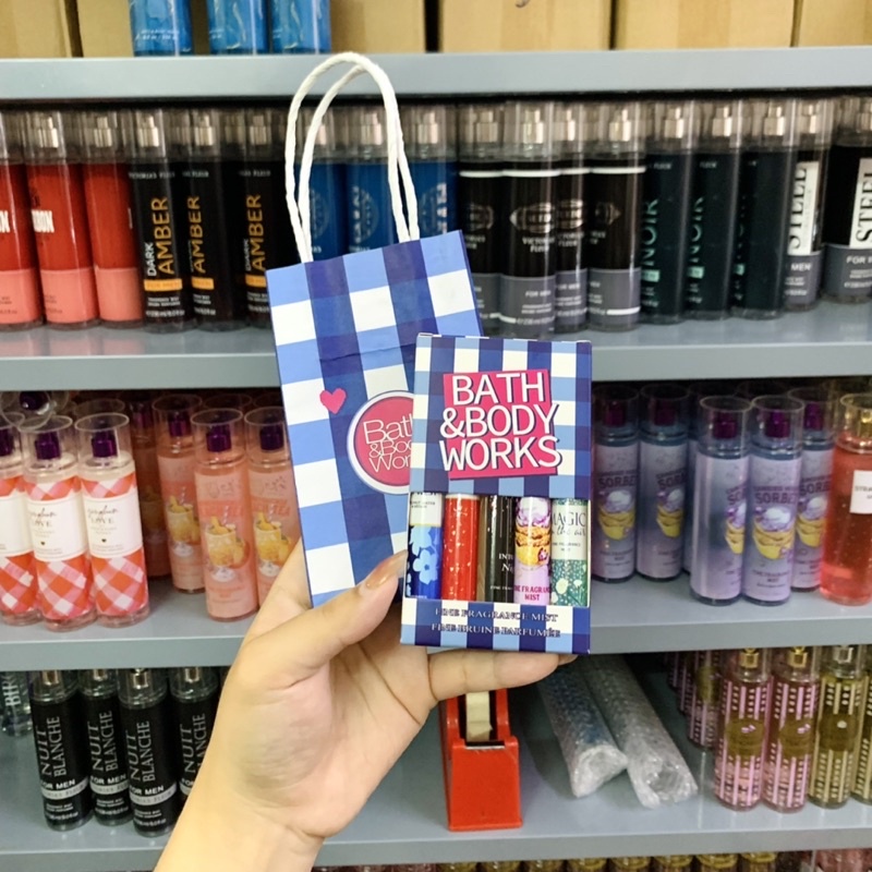 Xịt bodymist nước hoa nam nữ set 5 chai 10ml kèm túi giấy
