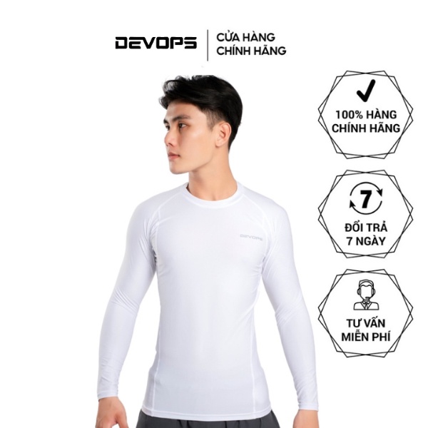 Áo thể thao dài tay DEVOPS form ôm chất thun poly cao cấp co giãn 4 chiều thoáng khí tập gym bóng đá bóng rổ DET1003