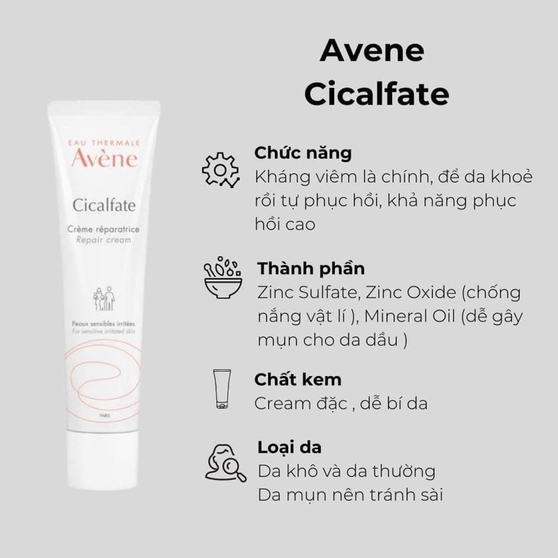 Kem Avene Cicalfate repair cream phục hồi da lành sẹo bản Pháp 40ml/100ml