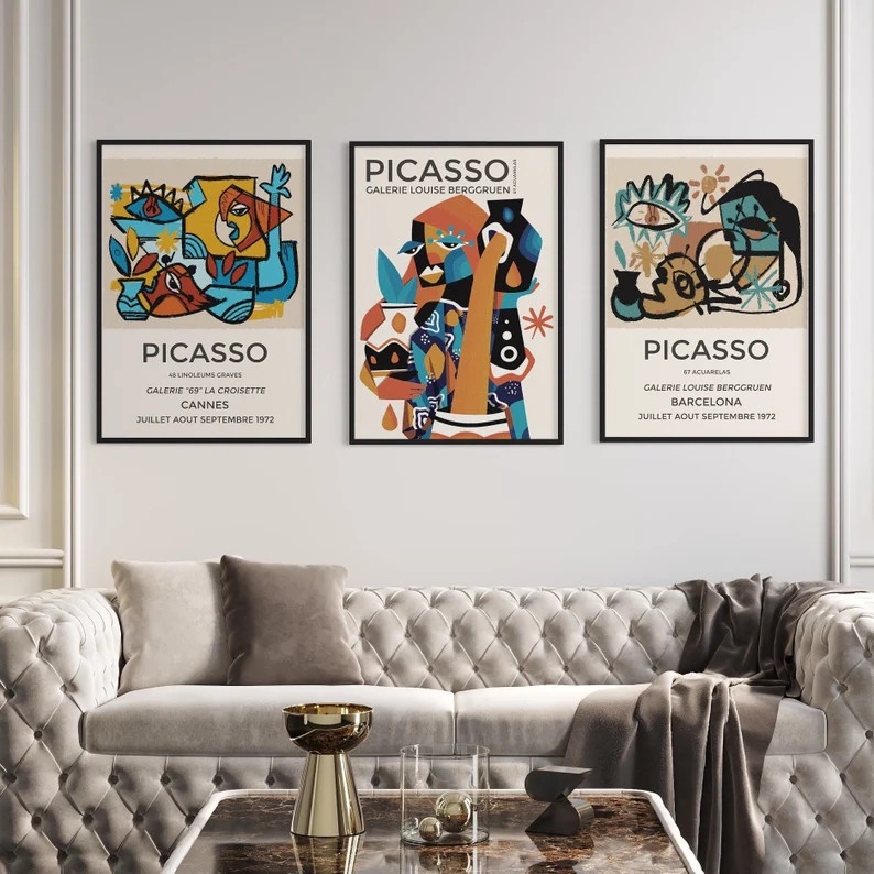 Set 3 tranh canvas phong cách trừu tượng của họa sỹ PICASSO mã FM_PICASSO 01