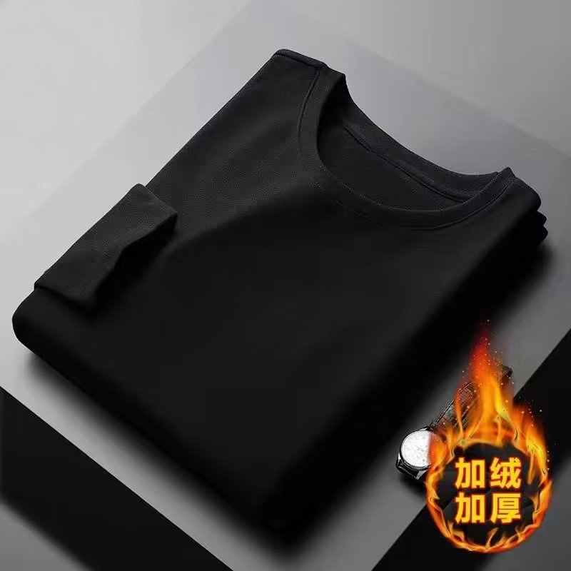 Áo Thun Dài Tay Lót Nhung Dày Giữ Ấm Hai Mặt Size Lớn Thời Trang Thu Đông Mới Cho Nam