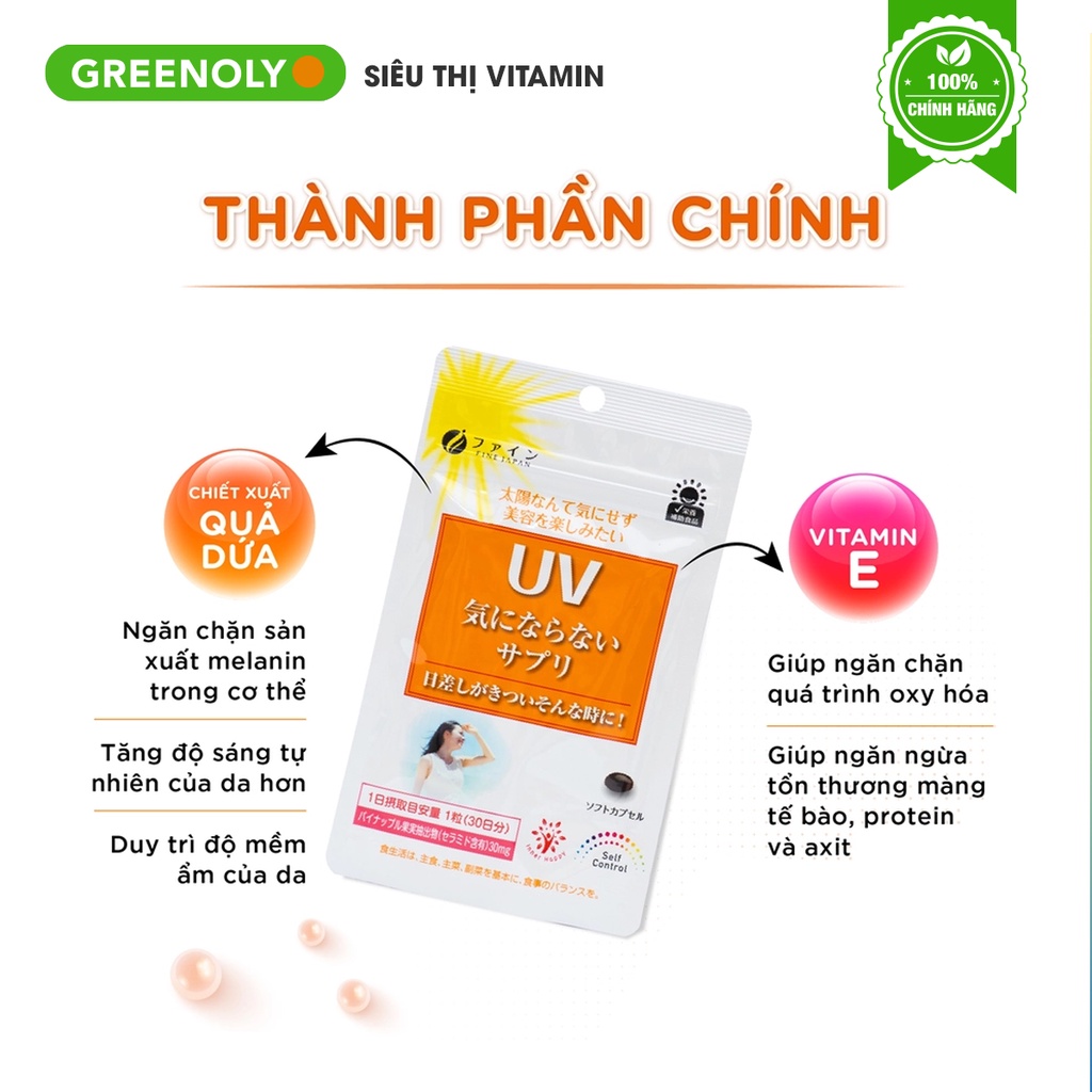 Viên Uống Chống Nắng UV Fine Japan 30 viên Nhật Bản