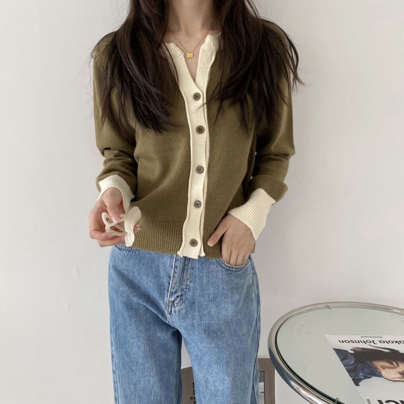 Áo dệt kim SUXI tay dài màu sắc đơn giản dễ phối đồ hợp thời trang