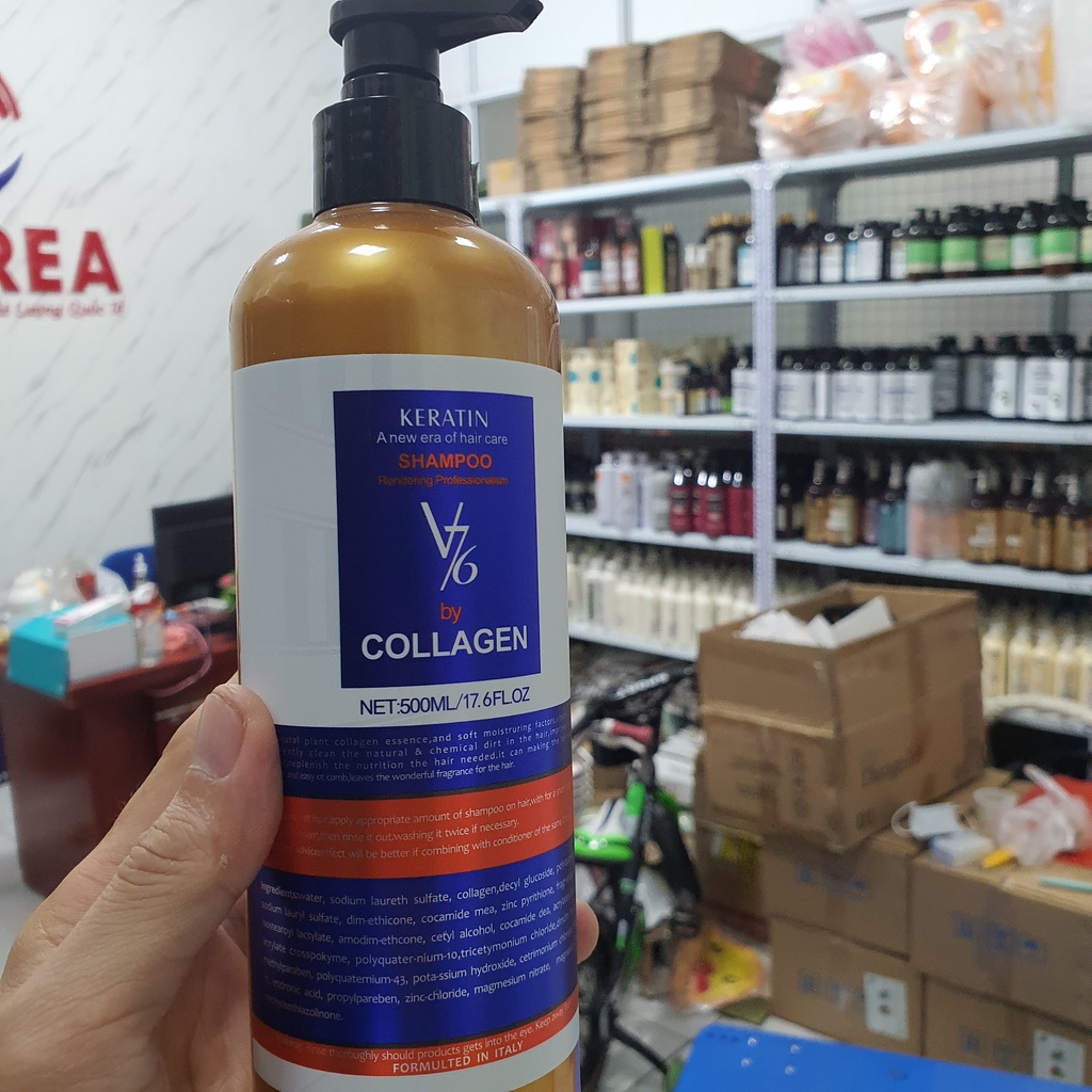 Dầu gội V76 keratin complex nano phục hồi tóc khô sơ hư tổn kiềm dầu sạch gàu cặp 500ml - 800ml chính hãng