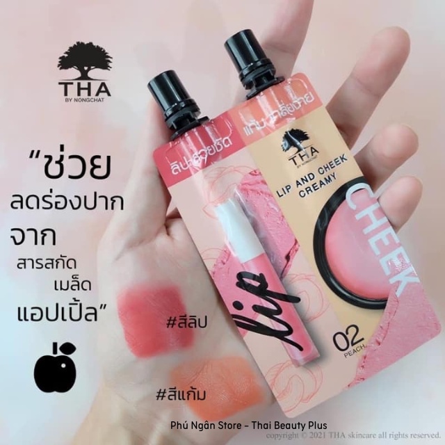 Son kem và má hồng Nongchat Lip & Cheek Creamy Thái Lan