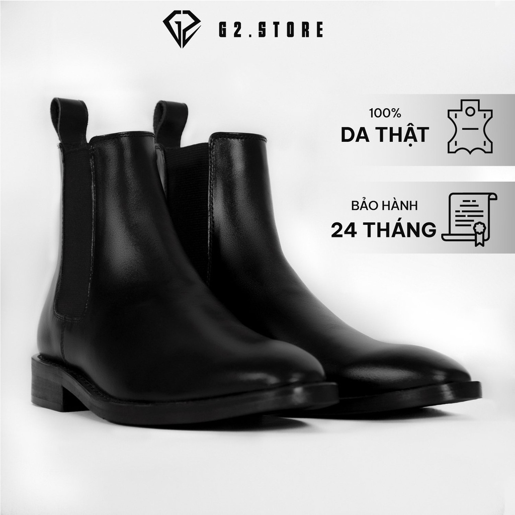 Giày tây nam chelsea boot từ da bò tấm cao cấp độn đế tăng chiều cao Chelsea boot nam G2 kiểu giày công sở đứng font