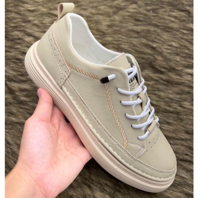 Giày SNEAKER nam thấp cổ da màu nâu, đen, bee, trắng đế cao su đúc tăng chiều cao 4cm