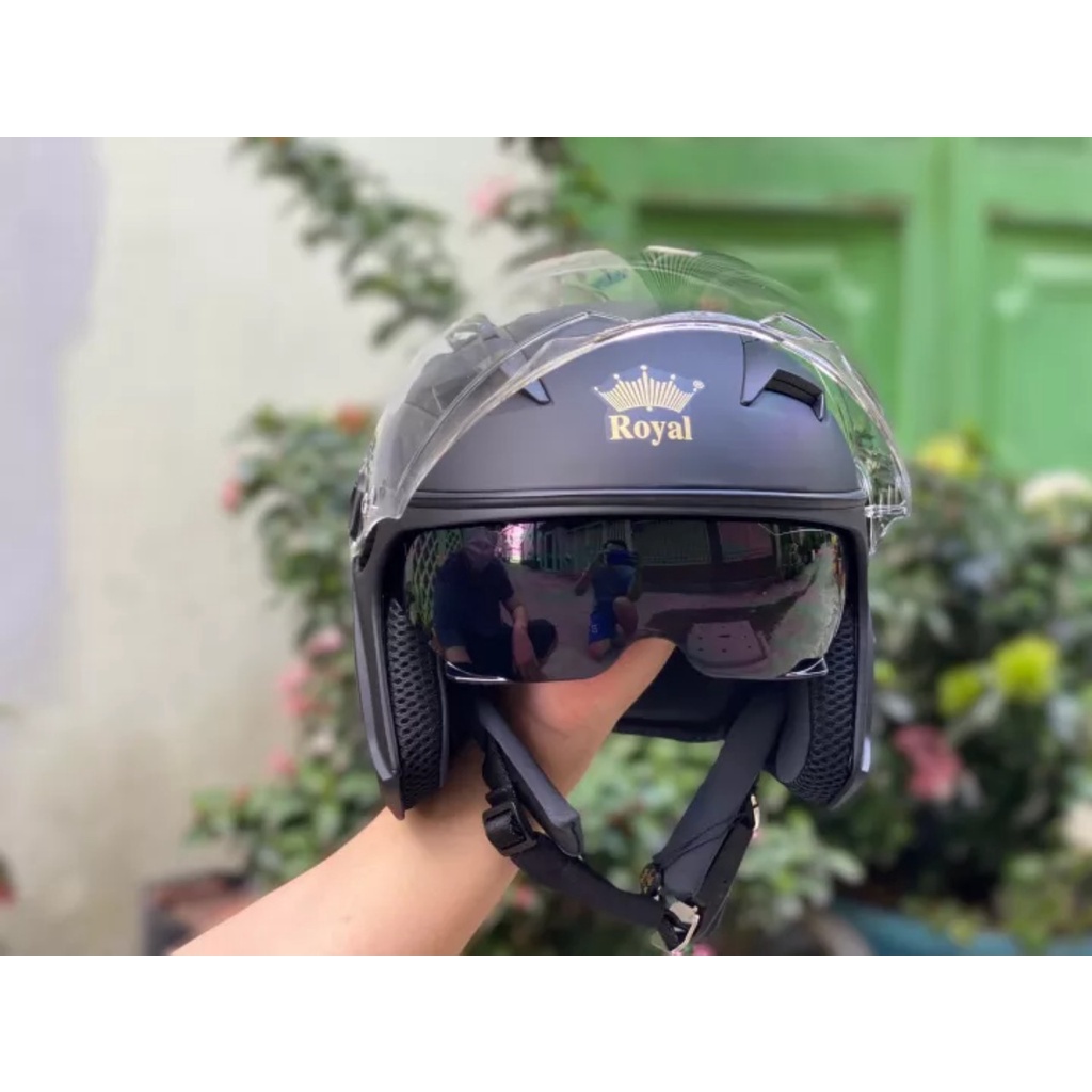 Mũ bảo hiểm 3/4 Royal 268 2kính Đen