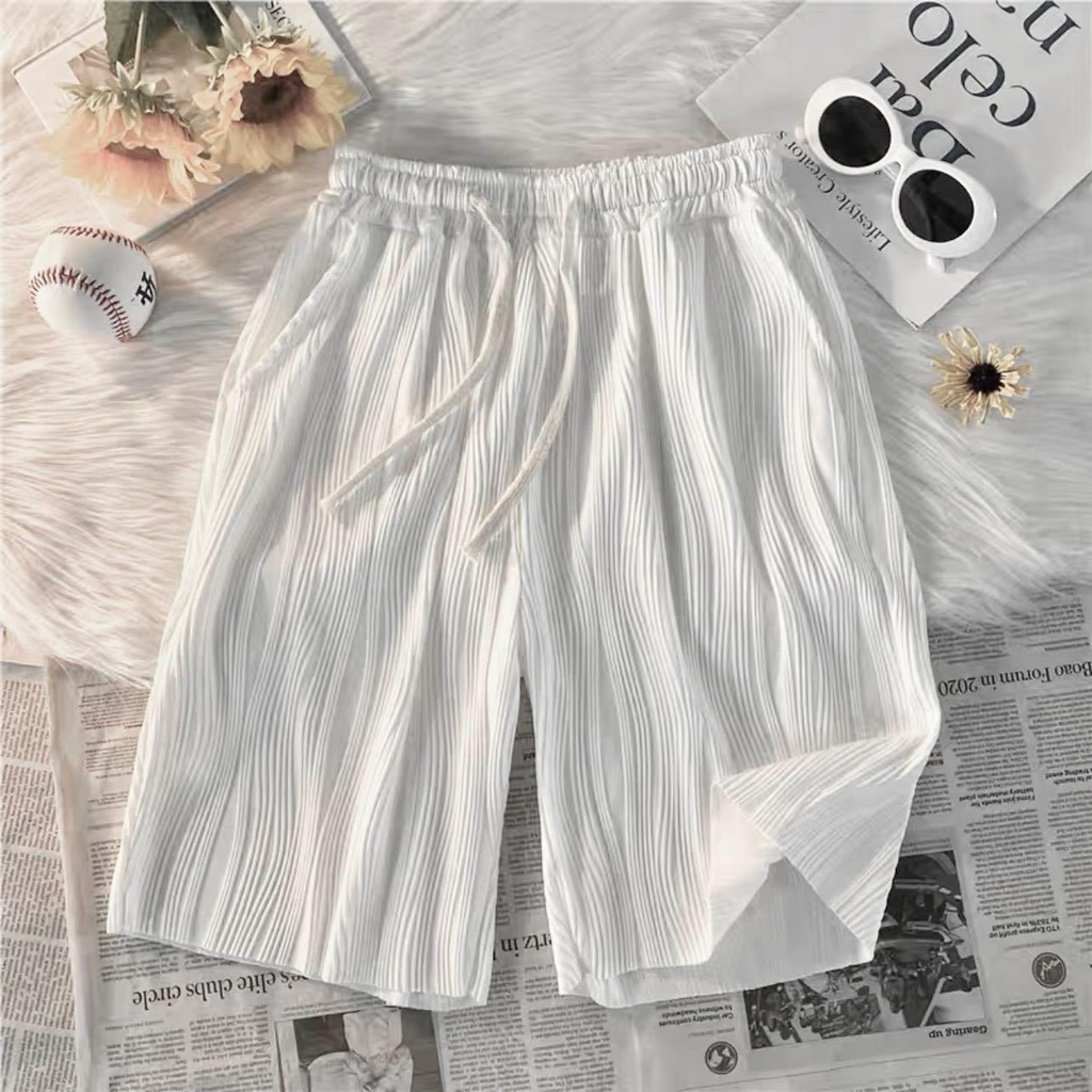 Quần short gợn sóng WAVE vải thun lụa thoáng mát cá tính - quần thun co giãn phong cách Hàn Quốc GIDI
