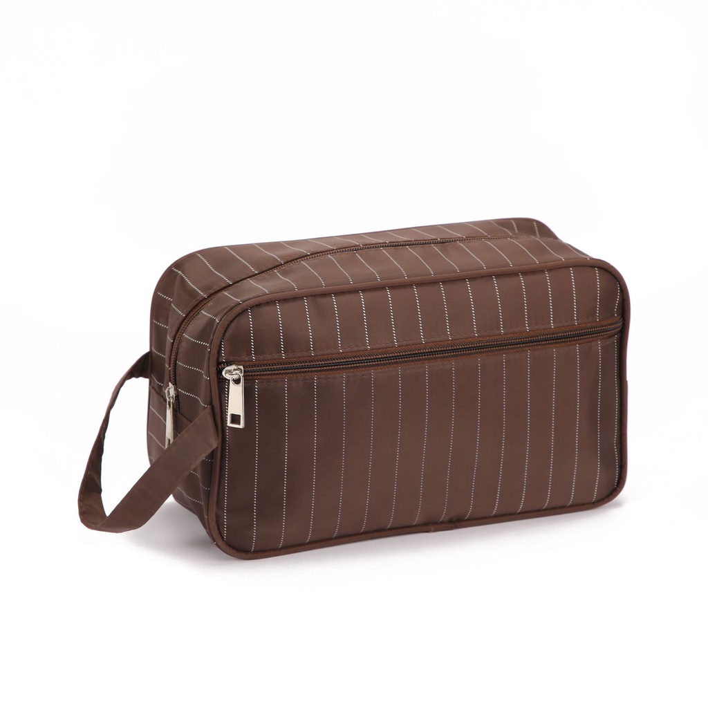 Túi Đựng Đồ Trang Điểm Hai Lớp Họa Tiết Kẻ Sọc Thời Trang Sức Chứa Lớn Cho Nam