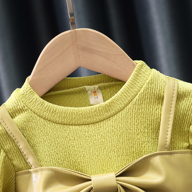 Đầm Công Chúa Vải Tuyn Tay Dài Cổ Tròn Màu Trơn Đính Nơ Phối Da Dễ Thương Thời Trang Xuân Thu Cho Bé Gái 0-3 Tuổi