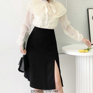 Chân váy dài VM Shop trơn cạp cao xẻ tà bên Ulzzang thời trang nữ 07162 CVD00005