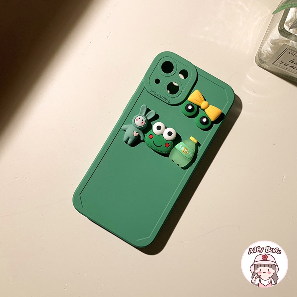 Ốp Điện Thoại TPU Mềm Chống Mồ Hôi Hình Chú Ếch Mắt To 3D Màu Xanh Bạc Hà IPhone 14 Pro Max 11 7Plus 13 12 11 Pro Max X XS