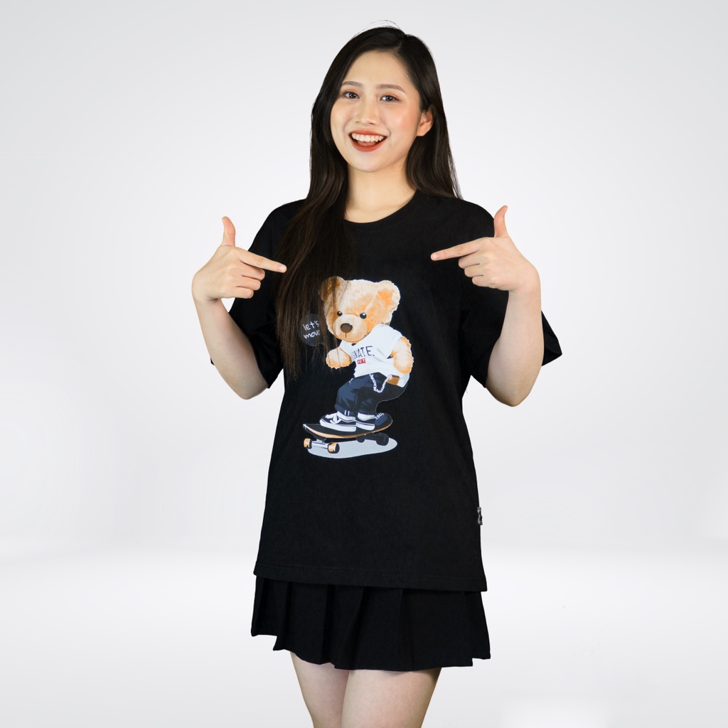 Áo-thun-cotton-in-hình-gấu-trượt-ván