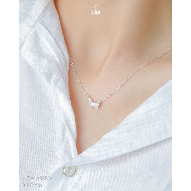 Dây Chuyền Bạc 925 BLING IT Mặt Đính Đá Cao Cấp Hình Bươm Bướm Nữ Tính, Dịu Dàng - Quà Valentine 14/2 Ý Nghĩa - BIVC226