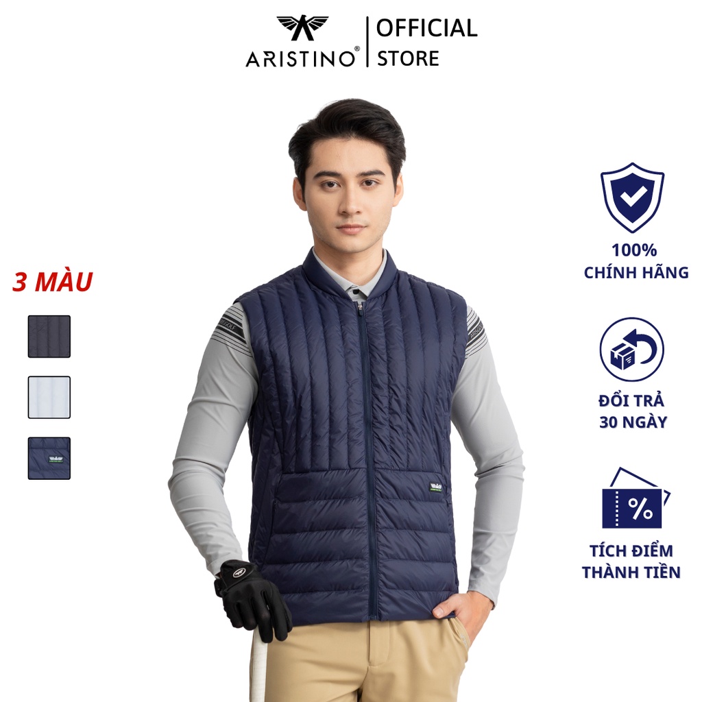 Áo khoác Gile nam Aristino lông vũ siêu nhẹ, phom dáng Golf Fit khỏe khoắn, chỉn chu - AJLG06W2