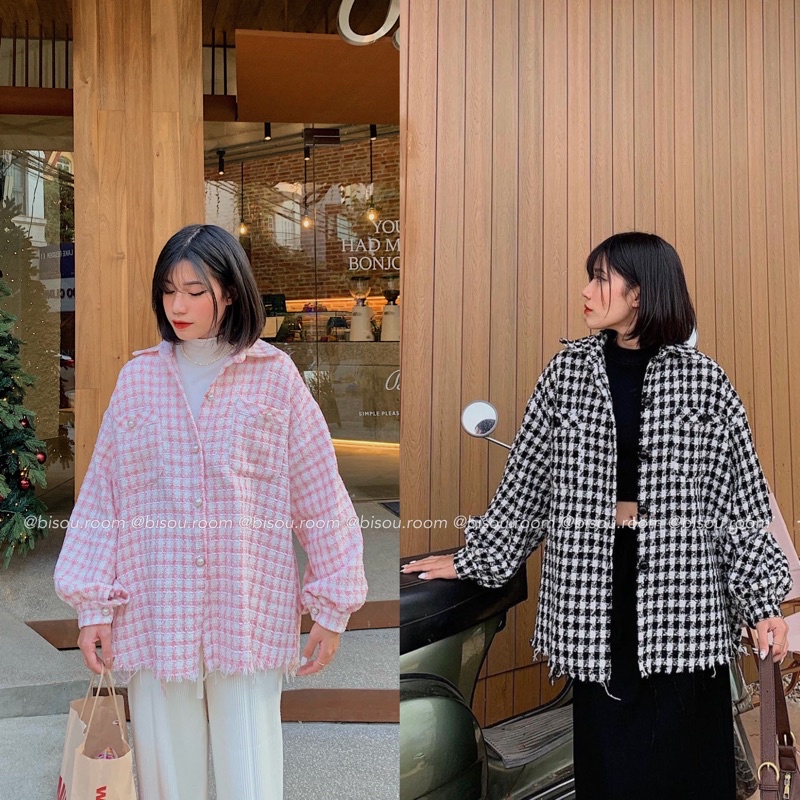 [Sale cuối nÁo khoác Sơ Mi Dạ Tweed Cao Cấp Thu Đông 2022 - by Bisou