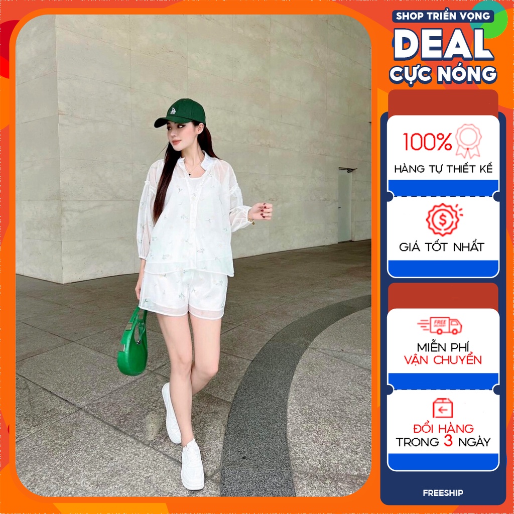 Set áo voan hoa + Quần có lót trong trẻ trung HQ Rowena DS19