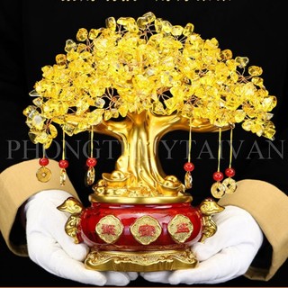 Cây thần lộc,cây pha lê tròn đỏ loại đẹp - phong thủy