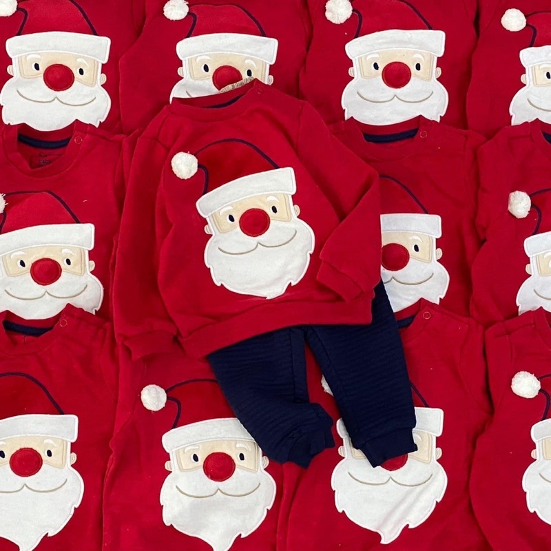 Bộ nỉ đỏ hình ông già Noel cho bé