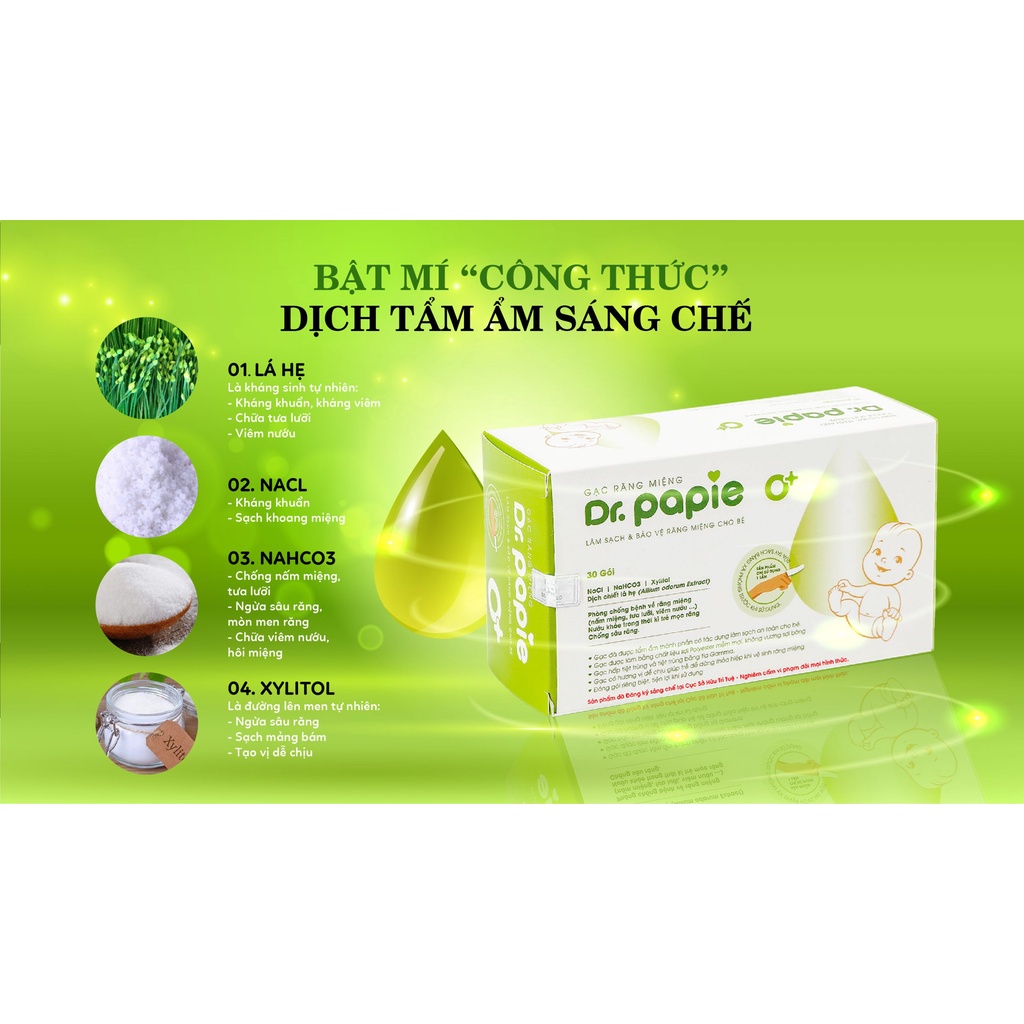 Gạc rơ lưỡi Dr.Papie (30 gói)
