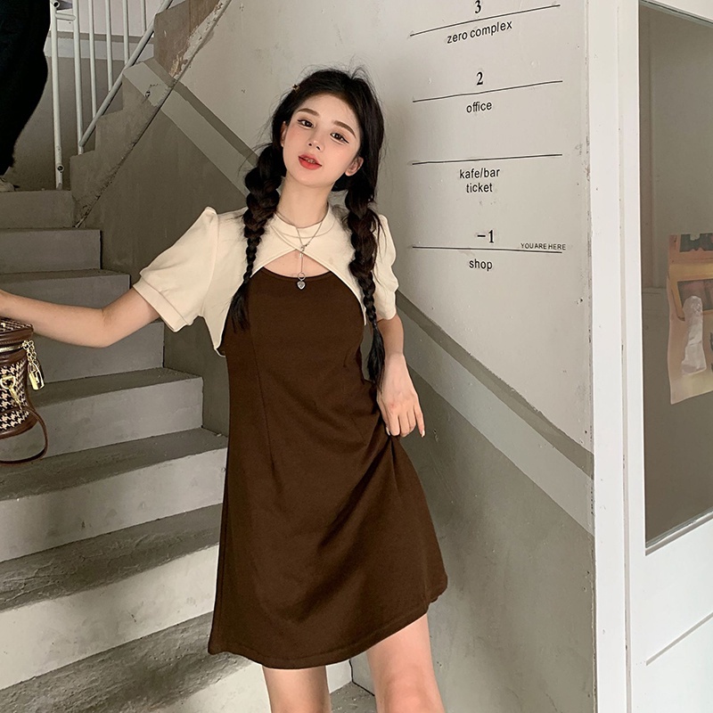 IELGY IELGY Bộ Áo Thun Không Tay + Chân Váy Ngắn Thời Trang Dành Cho Nữ