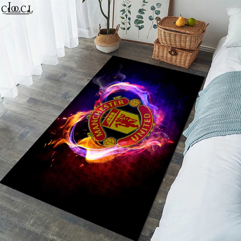 Thảm Bông Mềm Mại In Hình Huy Hiệu Manchester United Trang Trí Phòng Khách / Phòng Ngủ