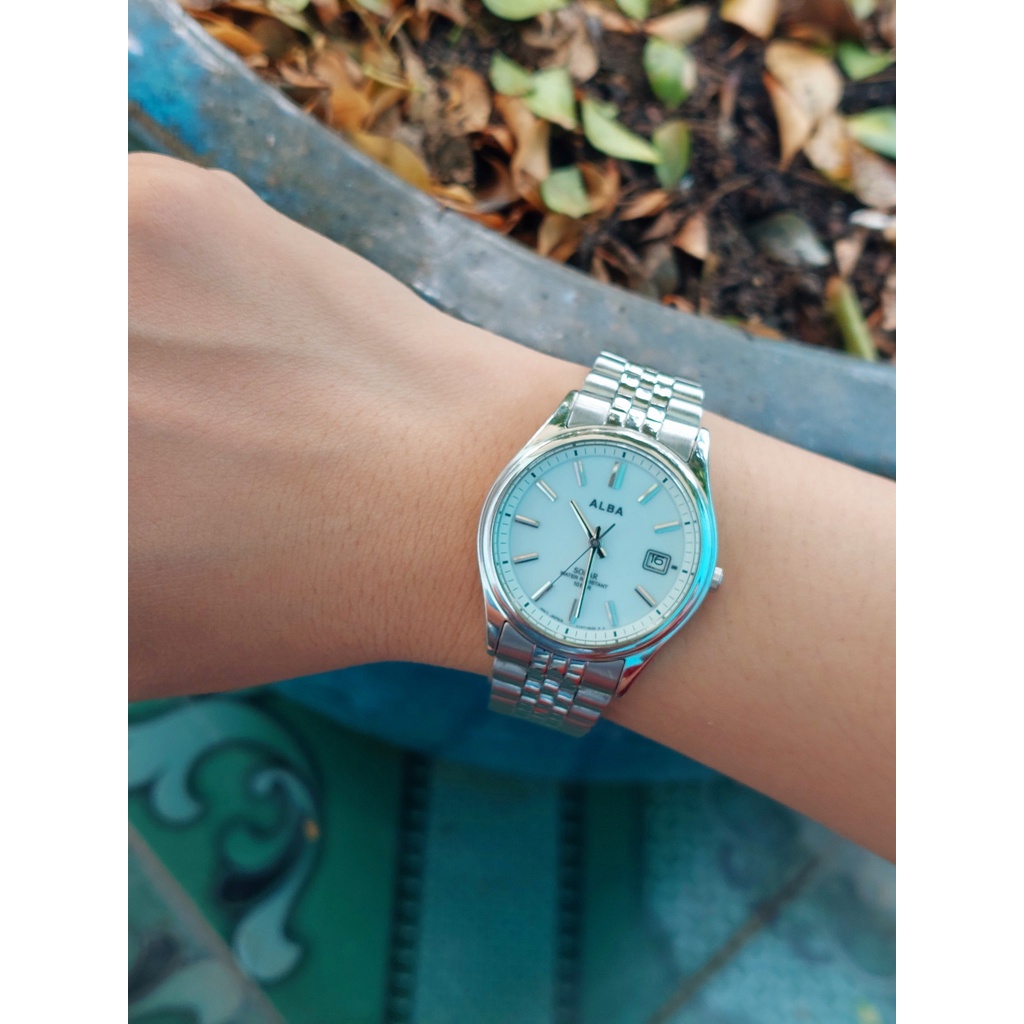 Đồng hồ nam Alba mặt trắng men chạy pin hàng Si
