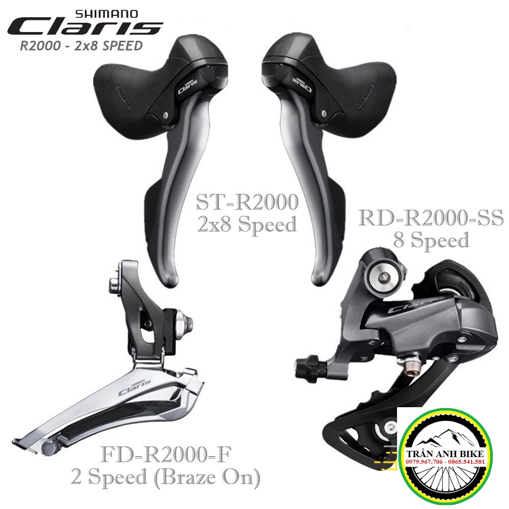 Groupset Mini 3 Món: Tay đề lắc, Sang đĩa, Củ đề xe đạp SHIMANO CLARIS R2000 2x8 Speed