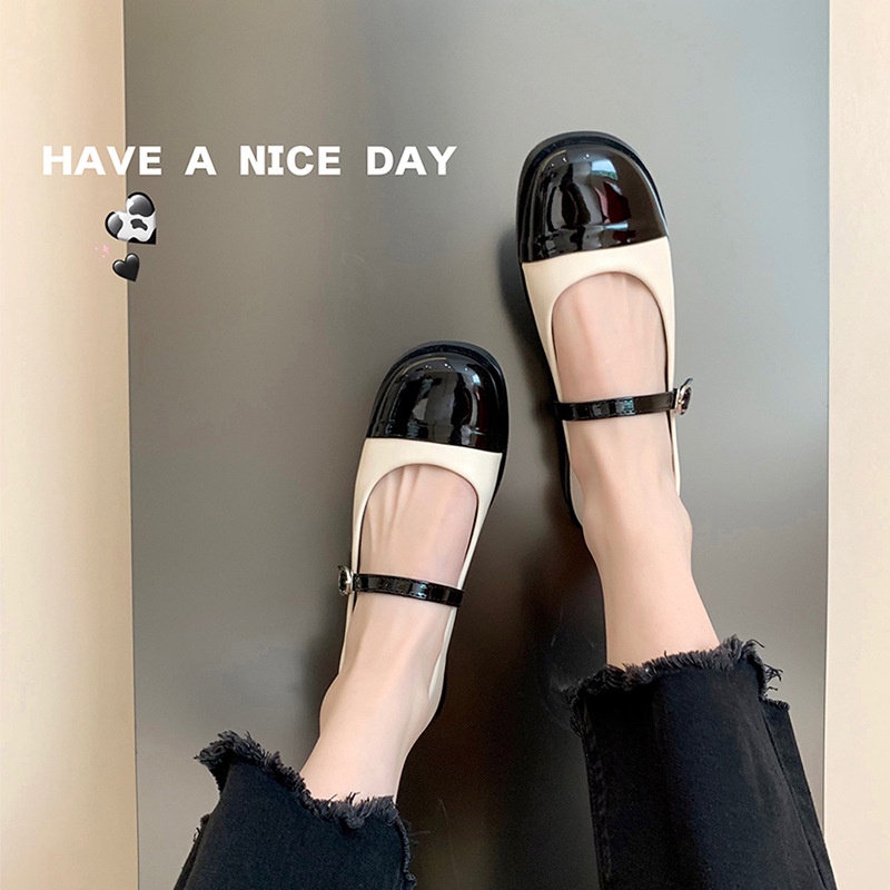 Giày Mary Jane Mùa Xuân 2023 Mũi Tròn Cài Khóa Màu Sắc Phù Hợp Với Nữ