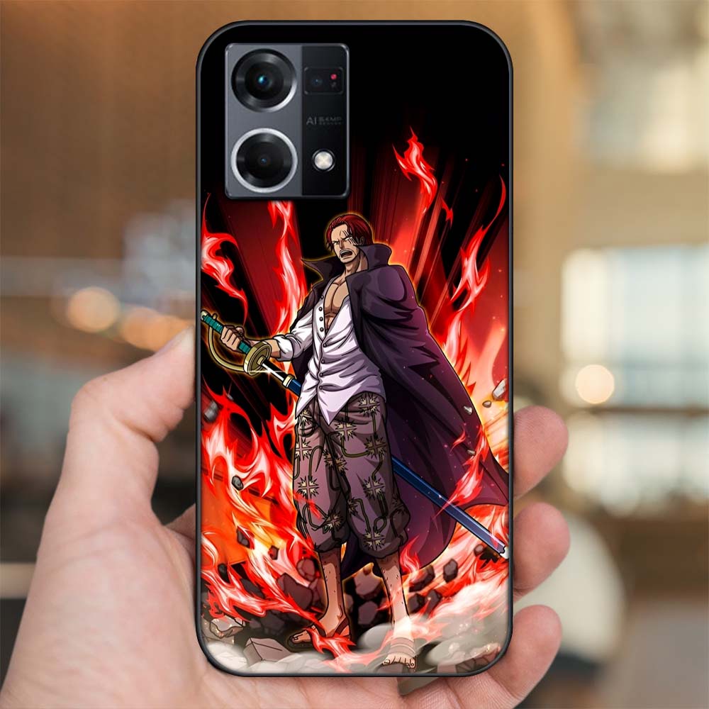 Ốp lưng Oppo Reno 8 4G viền đen in hình Shanks One Piece Đảo Hải Tặc