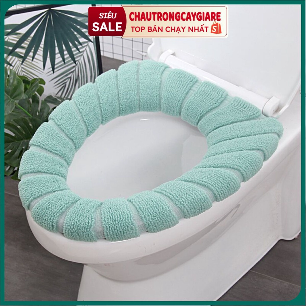 Tấm Lót Bồn Cầu Nỉ Bông, Miếng Lót Toilet giữ ấm mùa đông mềm mịn, dễ dàng giặt lại