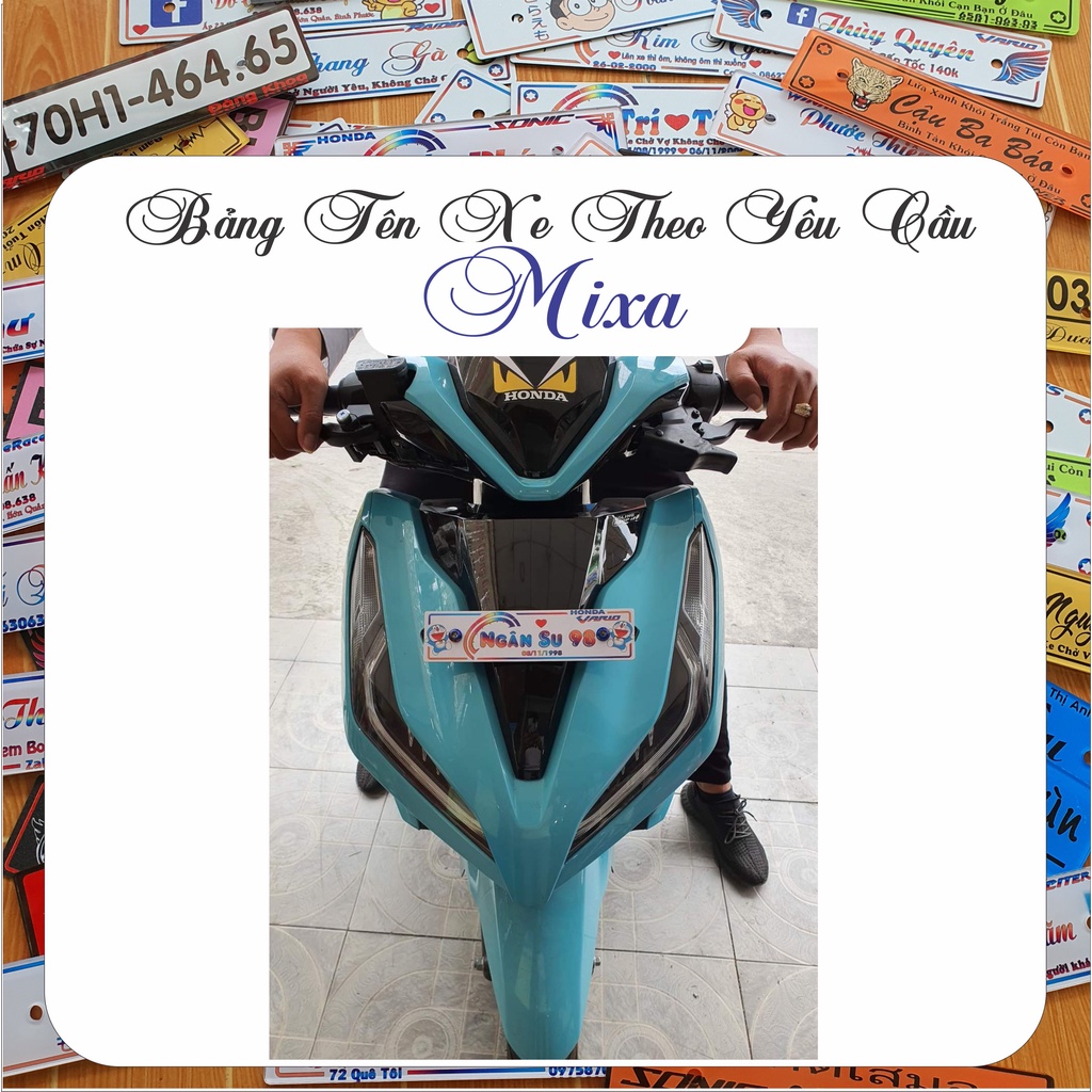 Bảng tên xe máy Inox 304 không gỉ tặng kèm ốc titan+bass gắn