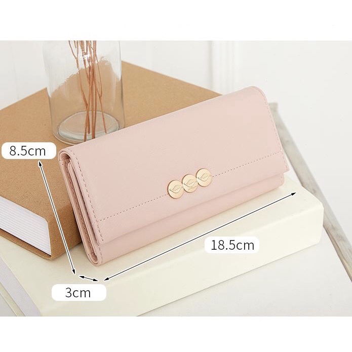 Ví nữ dài cao cấp gắn hình lá đẹp thời trang nhiều ngăn cầm tay ROSE V31