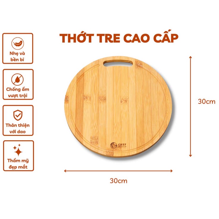 Thớt Tre Tròn Sunstar chống mốc, kháng khuẩn  Kt 30x30x1.5cm (ảnh thật)