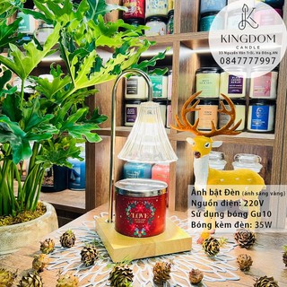 Đèn đốt nến thơm Hoa thủy tinh đế gỗ - Phụ kiện nến thơm Yankee, Bath & Body Works, BBW - Hàng sẵn Hà Nội - GU10 35W