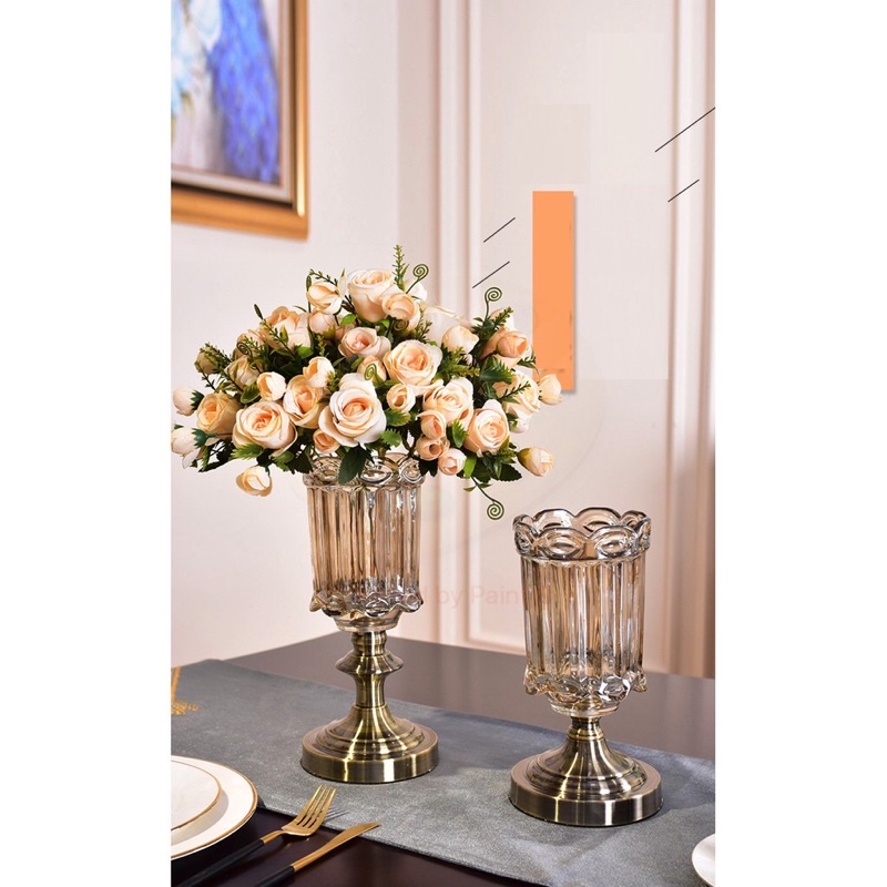 BÌNH HOA PHA LÊ ĐẾ ĐỒNG sz 25-30CM