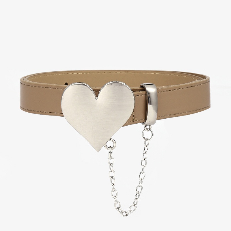Thắt Lưng Da PU Khóa Hình Trái Tim Kim Loại Phong Cách Harajuku Thời Trang Mùa Hè Cho Nữ