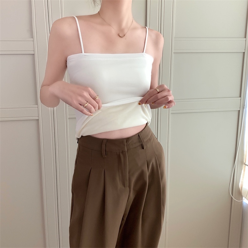 NRVP Áo Tank Top Đơn Co Giãn Phong Cách Hàn Quốc Mới Với Đệm Lót
