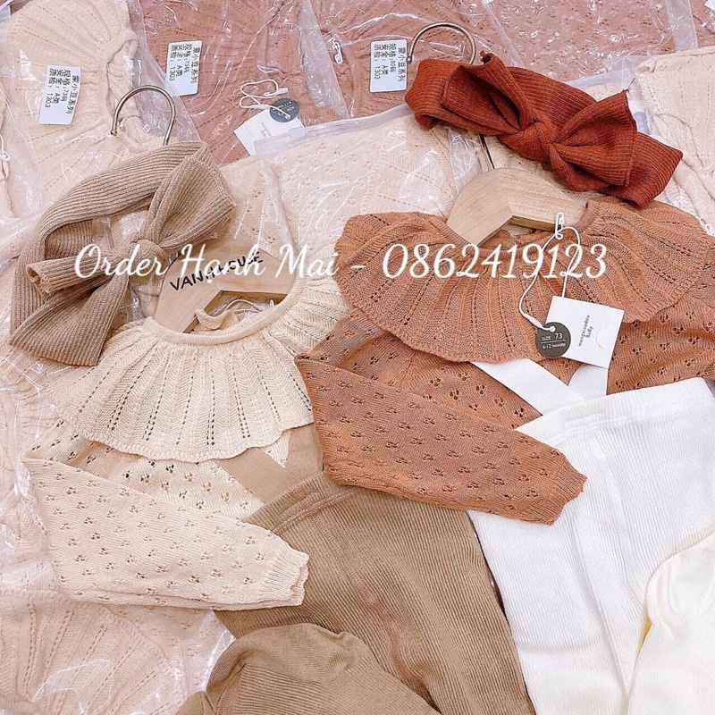 Áo len cổ điệu tiểu thư cho bé gái