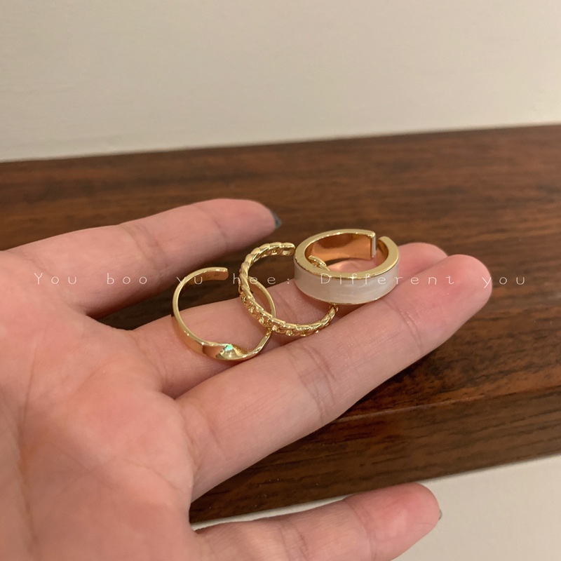 Nhẫn nữ set 3 cái basic màu vàng thiết kế phong cách G9901