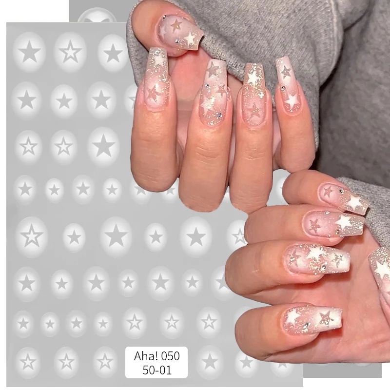 1 Tấm Hình Dán Trang Trí Móng Tay 3D Hình Bướm Trái Tim Xinh Xắn