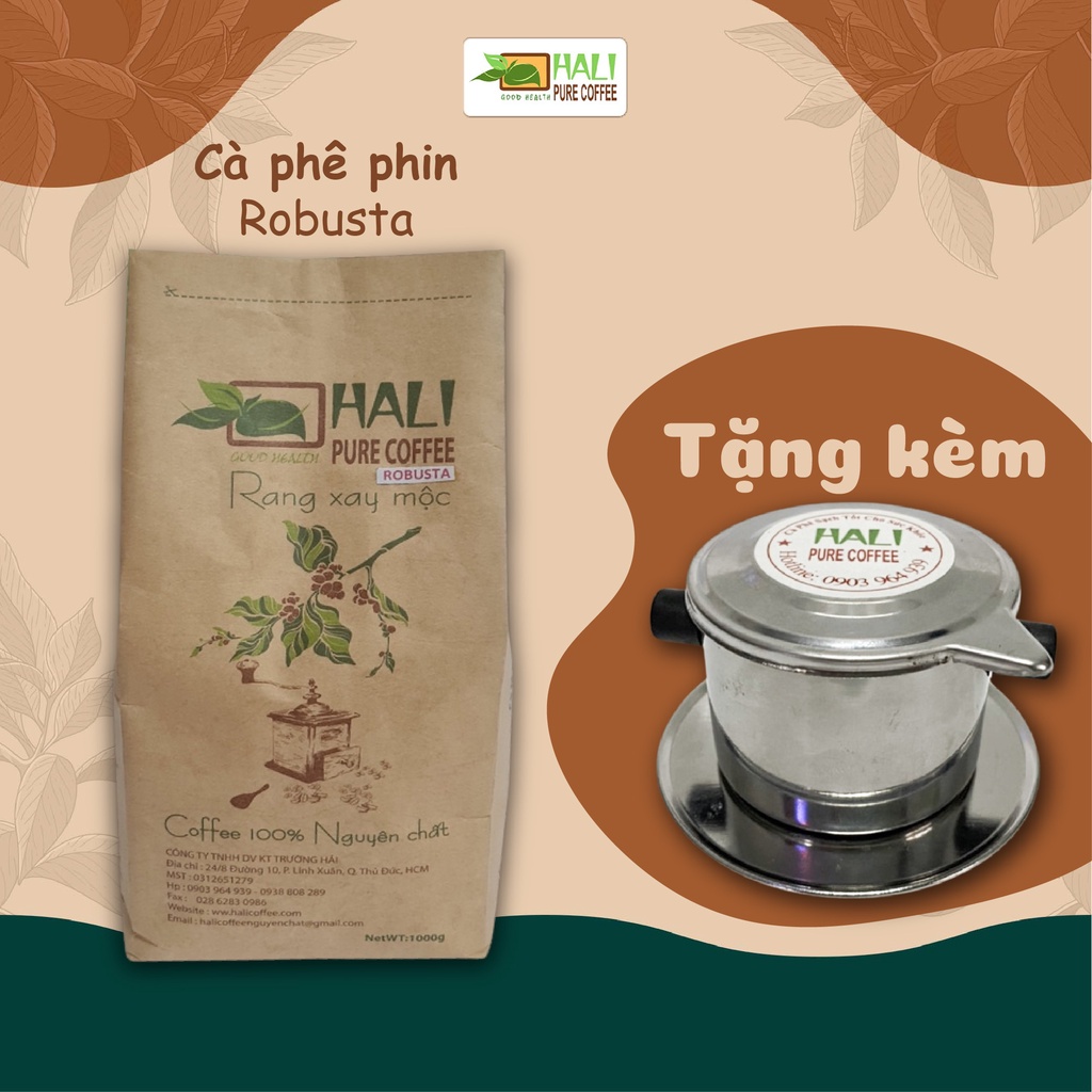 Cà phê nguyên chất Robusta - Cafe pha phin đậm đắng, bùi béo, thơm ngon - Hali Coffee định lượng 200