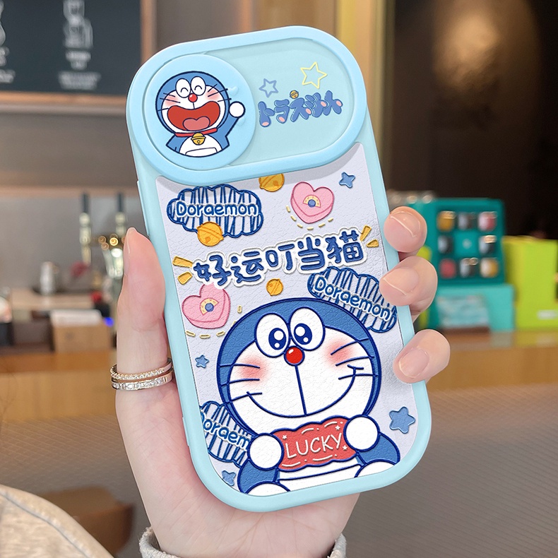 Ốp lưng iphone nắp trượt tròn mèo ú Dora.emon lucky cute 6/6splus/7/7plus/8/8plus/x/xs/11/12/13/14/pro/max/plus/promax