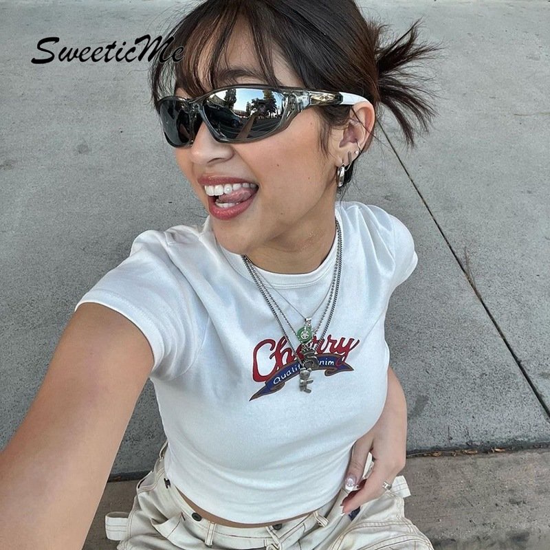 Áo Thun Tay Ngắn Cổ Tròn Dáng Ôm In Họa Tiết Thời Trang 2022 Cho Nữ