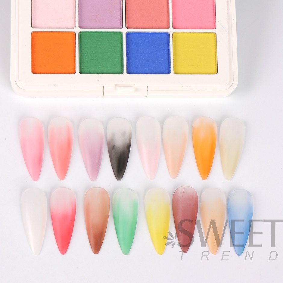 Bột tráng gương STZPRONAIL màu gradient 16 màu trơn dùng trang trí móng tay tiện dụng