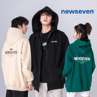 Áo hoodie zip newseven signature basic. áo khoác n7 nỉ bông có khóa kéo.
