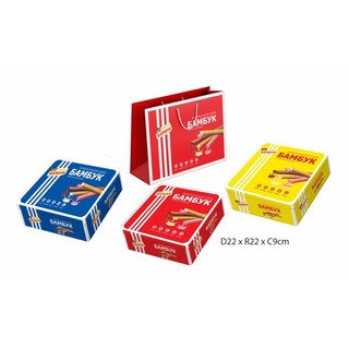 Bánh que bambuk nhân dâu/ sữa/ socola hộp thiếc 336g